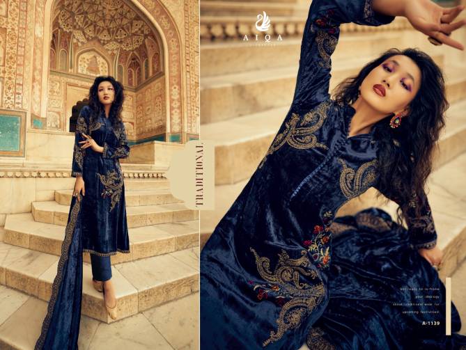 Sastra By Aiqa Winter Wear Fancy Work Velvet Salwar Kameez Wholesale Online